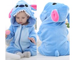 Stitch Dieren Onesie voor Baby & Peuter: Zachte Flanel Jumpsuit, Pyjama & Romper - Veilig & Comfortabel voor Kinderen 6 tot 18 maanden