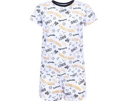 Witte tweedelige kinderpyjama met zwart en goud Harry Potter-patroon