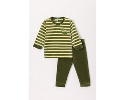 Woody pyjama baby jongens velours - groen gestreept - eend - 242-10-PLC-V/930 - maat 74