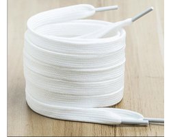 100 cm Sneaker Veters -Platte elasticiteit -Shoe laces -Platte veters - Breedte: 10mm- kleur: wit