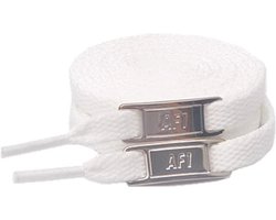 AF1 Shoe/Sneaker tag + 120CM Veters | 2x Shoetag + 2x 120CM Veter | Zilver en Wit | Voor 6 vetergaten | Schoenveter Gesp | Schoenaccessoires | Veters en Gesp geschikt voor AF1