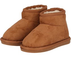 Apollo - Sloffen kinderen - Unisex - Suède - Cognac - Maat 33/34 - Sloffen jongens - Sloffen meisjes