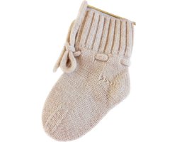 Babyslofjes - 100% Merino wol – beige - slofjes voor je baby, dreumes en peuter voor jongens en meisjes - 3-6 Maanden (10,5cm) - schoenmaat 17-18