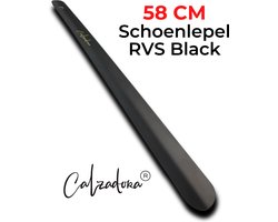 Calzadora® Schoenlepel Lang - 58cm - RVS Schoentrekker Zwart - Duurzaam en extra sterk - Roestvrijstaal - Lange schoenlepel