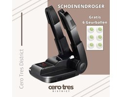 Cero Tres® - Schoenendroger en schoenverfrisser - Schoenverfrisser - Ozone functie - Droogfunctie - 2-in1 - Timer - Incl 6 schoenverfrissers - Frisse schoenen - Zwart - Handschoenendroger -