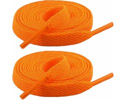 Fako Fashion® - Schoenveters - Veters - Plat - 8mm - 120cm - 1 Paar - 2 Stuks - Oranje