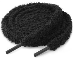 Fluffy Veters - Zwart - 120cm - SneakersAdept - Black Fluffy Laces - Microvezel - Voor meerdere sneakers geschikt - 15mm breed