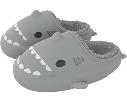 JAXY Haai Slippers - Shark Slides - Shark Slippers - Pantoffels Dames en Heren - Sloffen Jongens en Meisjes - Maat 36-37 - Grijs