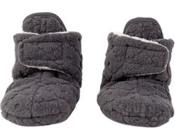 Lodger Babyslofjes antislip - Winter - Klittenband - Fleece - 12-18M - Zwart