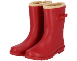 Morethansocks - Regenlaarzen kinderen - Unisex - Fake Fur voering - Rood - Maat 35/36 - Regenlaarzen meisje - Regenlaarzen jongens