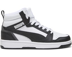 PUMA Rebound V6 Mid Jr Kinder Sneakers - Wit/Zwart - Maat 37