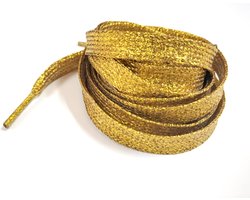 Schoenveters - Veters - Sneakerveters - Fat Laces - Plat - Goud glitter - Veterlengte 130 cm – Breedte 10 mm