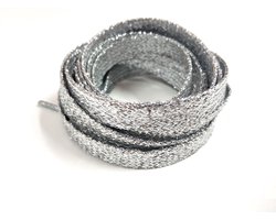 Schoenveters - Veters - Sneakerveters - Fat Laces - Plat - Zilver Glitter - Veterlengte 110 cm – Breedte 10 mm