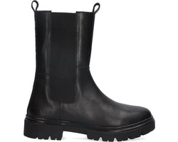 Braqeez 424563-589 Meisjes Chelsea Boots - Zwart - Leer - Elastiek Met Rits