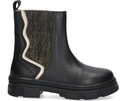 Braqeez 424661-589 Meisjes Chelsea Boots - Zwart - Leer - Elastiek Met Rits