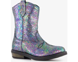 Braqeez leren meisjes cowboy western boots zwart metallic - Maat 27 - Uitneembare zool