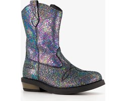 Braqeez leren meisjes cowboy western boots zwart metallic - Maat 28 - Uitneembare zool