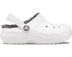 Crocs Classic Lined Clog K - Kinderen - Clogs - Wit/Grijs - Maat 34/35