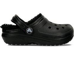 Crocs Classic Lined Clog T - Kinderen - Clogs - Zwart/Zwart - Maat 25/26