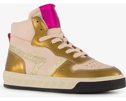 Groot hoge leren meisjes sneaker roze goud - Maat 34 - Uitneembare zool