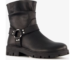 Groot leren meisjes biker boots zwart - Maat 36