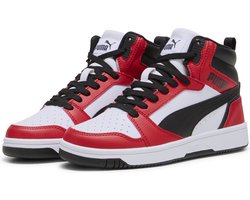 PUMA Puma Rebound V6 Mid Jr Unisex Sneakers - PUMA White-PUMA Black-For All Time Red