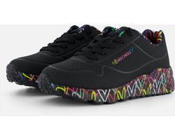 Skechers Uno Lite Meisjes Sneakers - Zwart/Multicolour - Maat 34