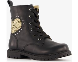 TwoDay leren meisjes veterboots zwart - Maat 27