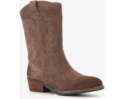 TwoDay suede meisjes cowboy western laarzen - Bruin - Echt leer - Maat 34