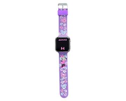 Accutime - LED Watch Minnie Mouse - Kinderhorloge Met LED Display Voor Datum en Tijd - Paars