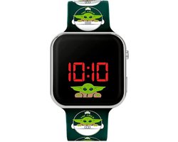 Accutime - LED Watch Star Wars The Mandalorian Baby Yoda - Kinderhorloge Met LED Display Voor Datum en Tijd - Groen