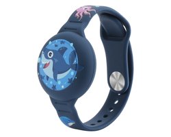 Airtag armband Polsband horloge - Airtag Sleutelhanger - Airtag Polsband Voor Kinderen - Airtag Armband - Airtag Apple - Airtag Houder - Airtag Hoesje - speciaal voor kinderen - blauw haai vissen cartoon