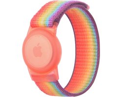 Airtag armband Polsband horloge - Airtag Sleutelhanger - Airtag Polsband Voor Kinderen - Airtag Armband - Airtag Apple - Klittenband - Airtag Houder - Airtag Hoesje - regenboog kleuren