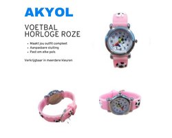 Akyol - Voetbal horloge - Siliconen horloge - Kinderhorloge - kind horloge - horloge - tijd - klok - voetbal - sport horloge - roze