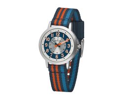 ATRIUM - Horloge Kind - Kinderhorloge Jongens - Blauw & Oranje & Fel Blauw - Analoog - 3 Bar Waterdicht - Leercijferblad - Duidelijk - Nylonband (13-17,5 cm. polsomtrek) - Quartz Uurwerk - A50-12