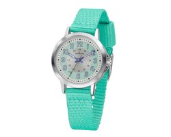 ATRIUM Horloge - Kinderen - Meisjes - Jongens - Mint Groen - Analoog - 3 Bar Waterdicht - Leercijferblad - Stevig Verstelbaar Nylon Bandje (13 - 17 cm ) - Leren - Duidelijk - Quartz Uurwerk - Edelstalen Sluiting - A46-13