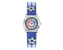 Certus-Horloge-Kinderen-25MM-Lederen band-Voetbal-Blauw.