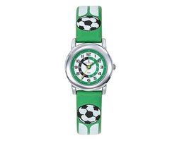 Certus-Horloge-Kinderen-25MM-Lederen band-Voetbal-Groen.