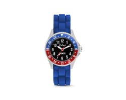 Colori 5-CLK126 Kinderhorloge - Sport - 27 mm - 20 mm Wijzerplaat - Siliconen band - Verstelbaar van 15 t/m 19cm - Blauw - Rood