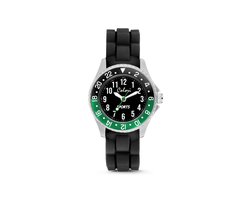 Colori 5-CLK128 Kinderhorloge - Sport - 30 mm - Siliconen band - Verstelbaar van 15 t/m 19cm - Groen - Zwart