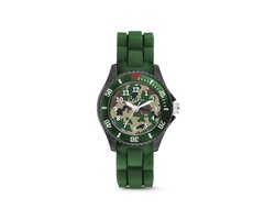 Colori 5-CLK132 Kinderhorloge - Camouflage - 30 mm - Siliconen band - Verstelbaar van 15 t/m 19cm - Groen- Army