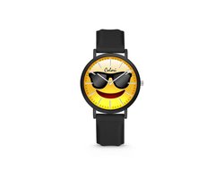 Colori Essentials Smile 5 CLK116 Kinderhorloge - Zonnebril - Siliconen band - Ø 30 mm - Zwart