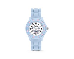 Colori Kidz 5-CLK122 Kinderhorloge - Siliconen Band - Ø 27 mm - 20 mm Wijzerplaat - Vlinder - Licht Blauw