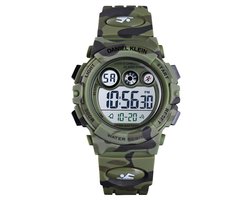 Daniel Klein-model dk1547 1-kinderhorloge-leeftijd 7 tot 16 jaar-alarm-stopwatch-datum-5 bar waterdicht-legergroen