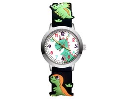 Dino kinderhorloge met zwart siliconen bandje