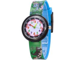 Dinosaurus - kinderhorloge/ peuter horloge - educatief horloge- jongens/meisjes - 30 mm - I-deLuxe verpakking