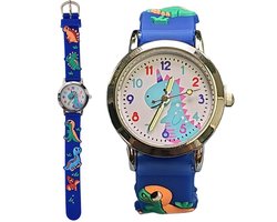 Fako® - Kinderhorloge - 3D - Dinosaurus - Blauw