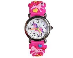 Fako® - Kinderhorloge - 3D - Eenhoorn Sunshine - Donkerroze