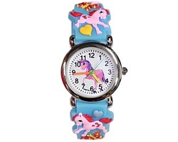 Fako® - Kinderhorloge - 3D - Eenhoorn Sunshine - Lichtblauw