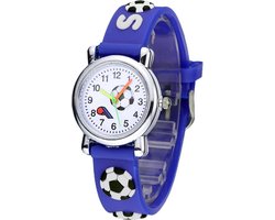 Fako® - Kinderhorloge - 3D - Voetbal - Donkerblauw